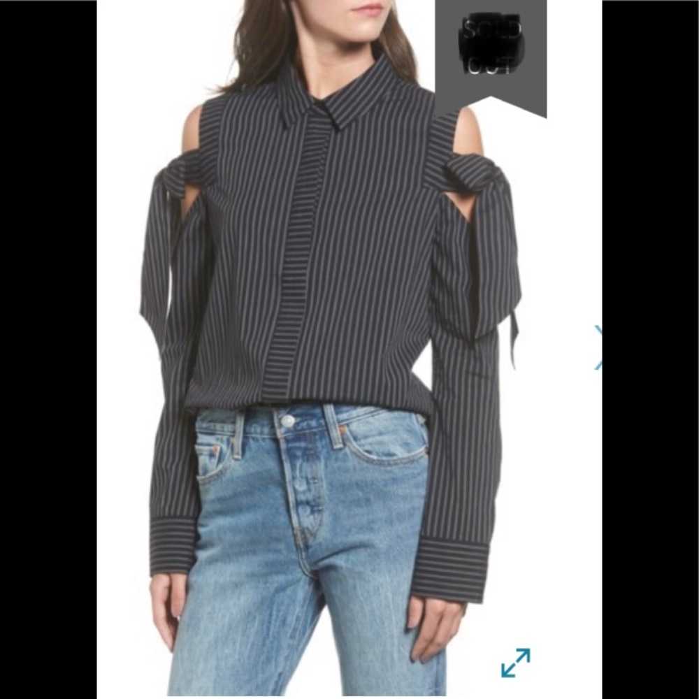 NWOT Small BP Stripe Bow Cold Shoulder Top